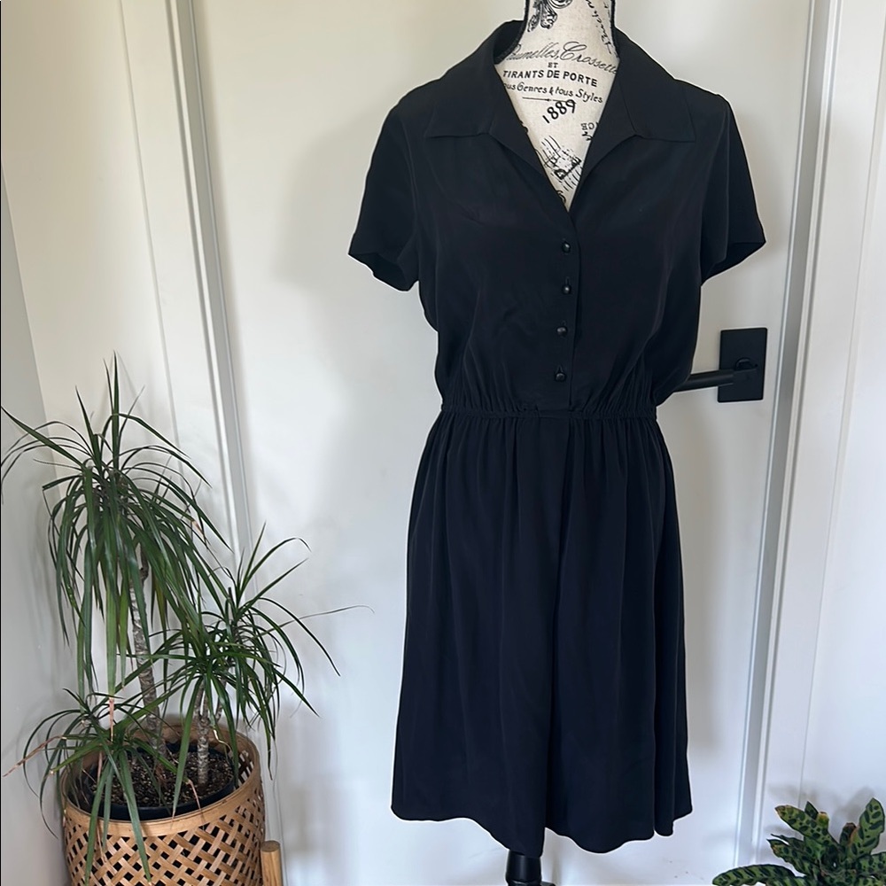 Tara Jarmon Elegant Black Women's Dress 100% silk Made in France